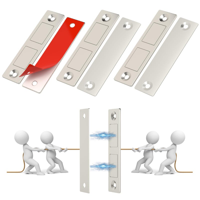 Jiayi Magnetic Cabinet Door Catch  4 Pack Ultra-Thin Invisible Door Magnets 30 Lb Kitchen Drawer Closures  Heavy Duty Door Catch with Screw  Double Magnets Latch for Wardrobe Closet Door Closing - Image 1